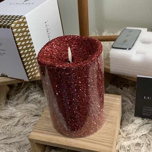 Luminara Red Glitter 5” Red Pillar
Flameless Indoor Candle With Remote - Picture 5 of 16